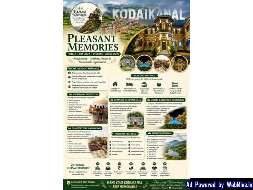 Book Cottages in Kodaikanal for Group Stay | Pleasant Memories